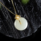 Natural Aged Hetian White Jade Peace Circle Pendant – Women’s Talisman of Safety & Harmony