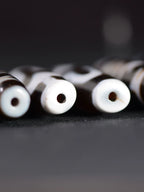 Black and White Dzi Bead Pendant Agate, Length 38mm and Width 13mm, Totem Random