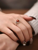 Buddha3bodhi 925 Silver Small Square Nanhong Ring (Women's)