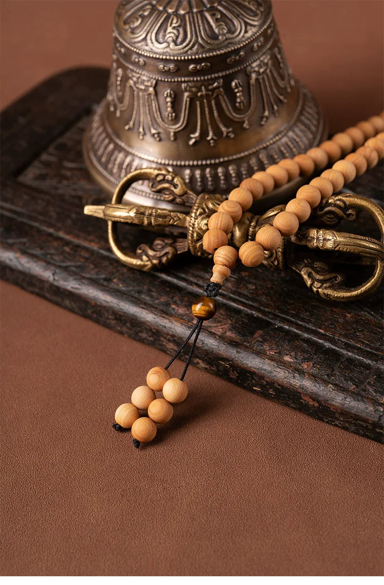 Buddha3bodhi 8mm Cliff Cypress 108 Bead Mala With Yellow Tiger Eye Prayer Beads