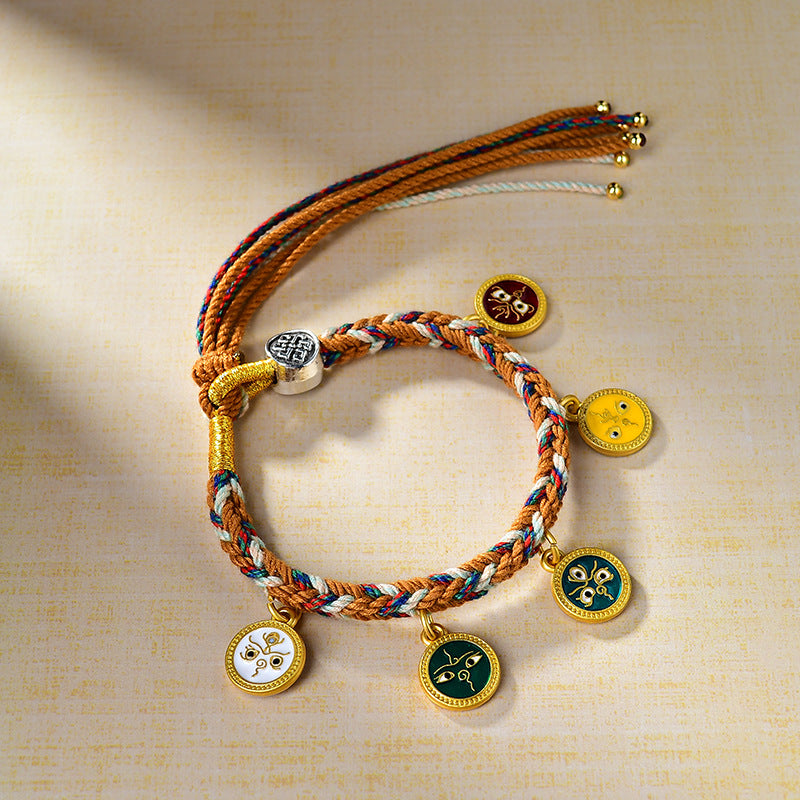 Ethnic Braided Tibetan Five Wealth Gods Blessing Bracelet