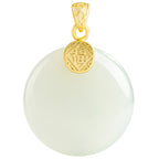 Natural Aged Hetian White Jade Round Pendant for Women