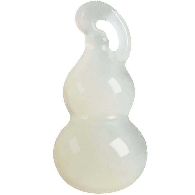 Natural Hetian White Jade Gourd Pendant – Feng Shui Wealth & Blessings Necklace for Men & Women