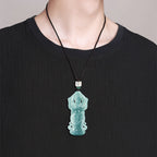 Natural Blue Water Jadeite Thousand-Armed Guanyin Pendant – Zodiac Rat Guardian Buddha