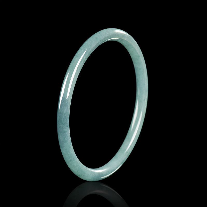 Natural Blue Water Jadeite Bangle for Women – A-Grade Jade, Elegant Round Bracelet