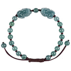 Natural A-Grade Blue Ice Jadeite Double PiXiu Handwoven Bracelet