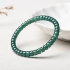 Natural Blue Water Jade Straight-Cut Bracelet - Exquisite Barrel Bead Single Strand for Women