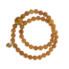 Natural Yellow-Brown Bodhi Double Wrap Bracelet with Brass Accents