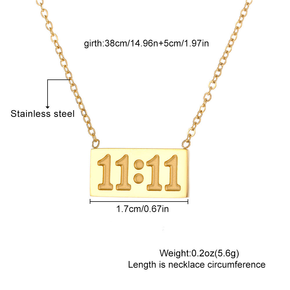 1111 Angel Number Sterling Silver Necklace 18K Clavicle Chain Necklace for Women