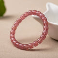 7A Natural Clear Red Strawberry Quartz Bracelet – Premium Straight-Cut Design, Multiple Bead Shapes Available