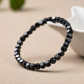 Natural Black Agate Hexagonal Bead Bracelet Unisex Couple Design