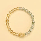 Natural Green Phantom Quartz and Citrine Feng Shui Pixiu Bracelet