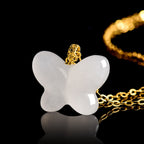 Natural Aged Hetian White Jade Butterfly Harmony Pendant for Women