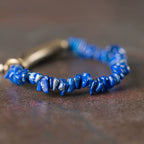 Irregular Lapis & Brass Single-Strand Bracelet