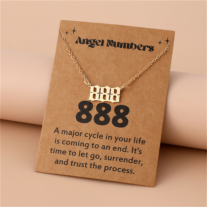 Angel Number Necklace, Gold-Plated Stainless Steel 111–999 Angel Number Clavicle Chain Necklace
