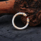 999 Pure Silver Gold-Inlaid Honeysuckle Pattern Ring