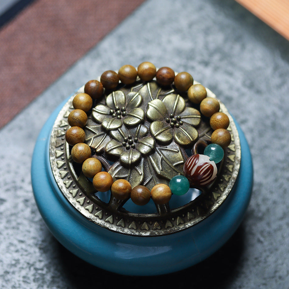 Argentine Old-Growth Green Sandalwood 8mm Buddhist Prayer Beads Bracelet