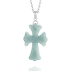 Natural Ice Blue Jadeite Cross Pendant – A-Grade Blue Water Jade with S925 Silver, 36mm Christian Talisman