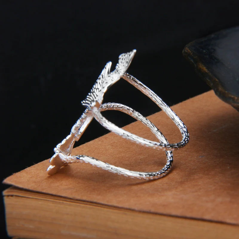 S925 Sterling Silver Adjustable Butterfly Wrap Ring for Women