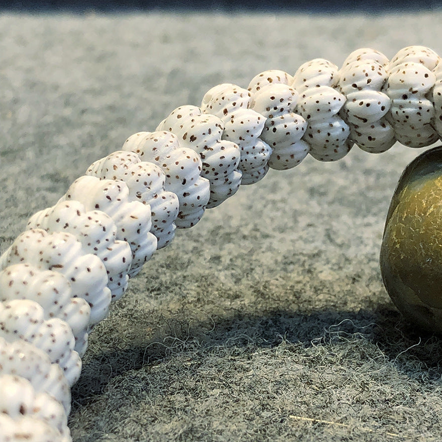 Natural White High-Density Star and Moon Bodhi Bracelet with Lotus-Shaped Beads for Men and Women