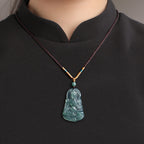 Natural Blue Water Jadeite Green Tara Guanyin Pendant – A-Grade Ice-Type Jade, Compassion & Protection Talisman