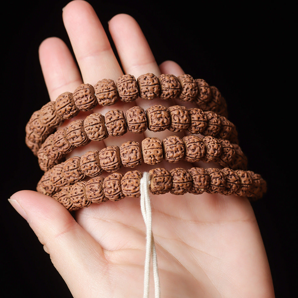 Natural Rudraksha Coiled Dragon Pattern 108 Mala Beads Prayer Beads