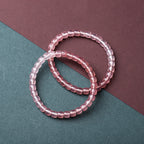 Natural Strawberry Quartz Barrel Bead Bracelet - Transparent and Radiant Red