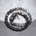 Double-Layer Black Rutilated Quartz & Ebony Wood Bracelet Men’s Vintage Protection Beads