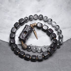 Double-Layer Black Rutilated Quartz & Ebony Wood Bracelet Men’s Vintage Protection Beads