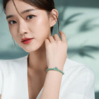 Natural A-Grade Blue Water Jadeite Peach Blossom Bracelet