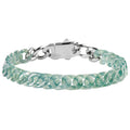 Natural A-Grade Blue Water Jadeite Cuban Link Bracelet – Ice-Type Jade, Titanium Steel, Hip-Hop Style for Men