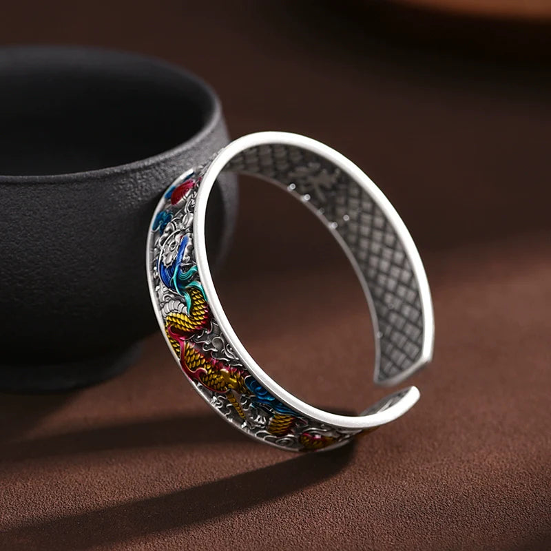 Buddha3bodhi Pure Silver Enamel Zodiac Dragon Bangle