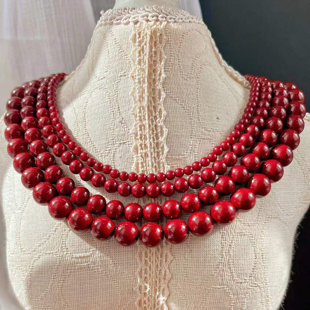 Vintage Ancora Red Style Faux Pearl Necklace High Quality Clavicle Chain Necklace