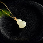 Natural Aged Hetian White Jade Gourd Pendant for Women
