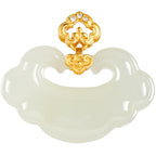 Natural Hetian White Jade Ruyi Lock Pendant – Talisman of Protection & Peace