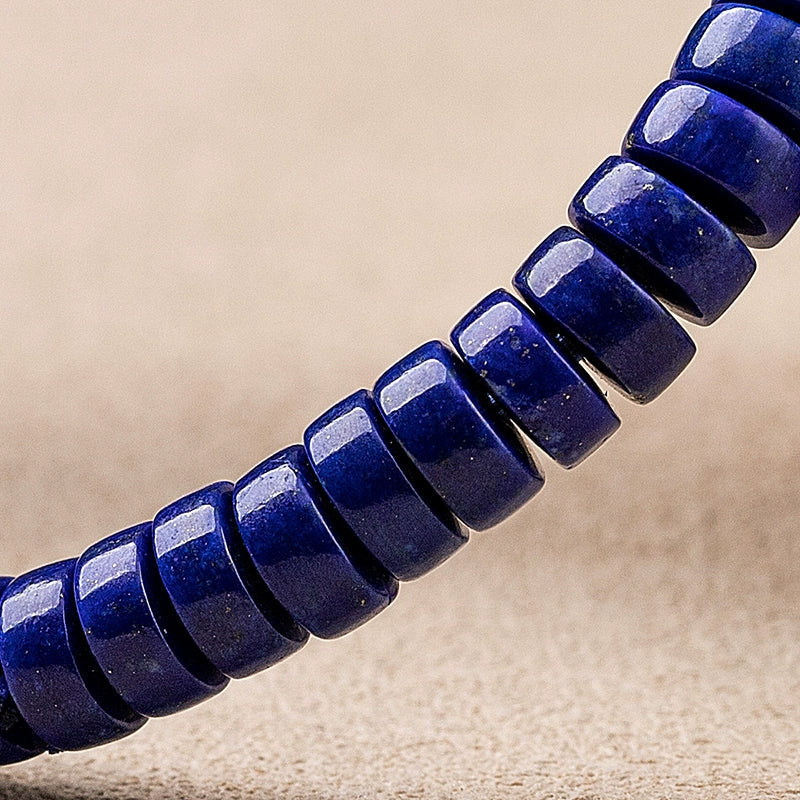 Collector-Grade Natural Lapis Lazuli Straight-Cut Thin Slice Bracelet