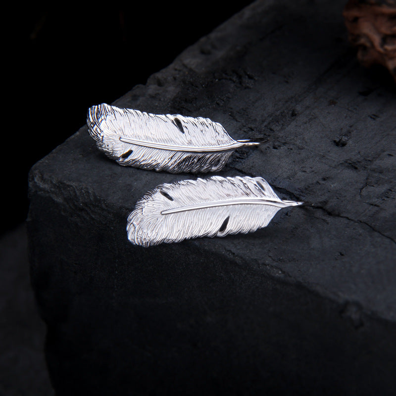 925 Sterling Silver Feather Earrings for Women
