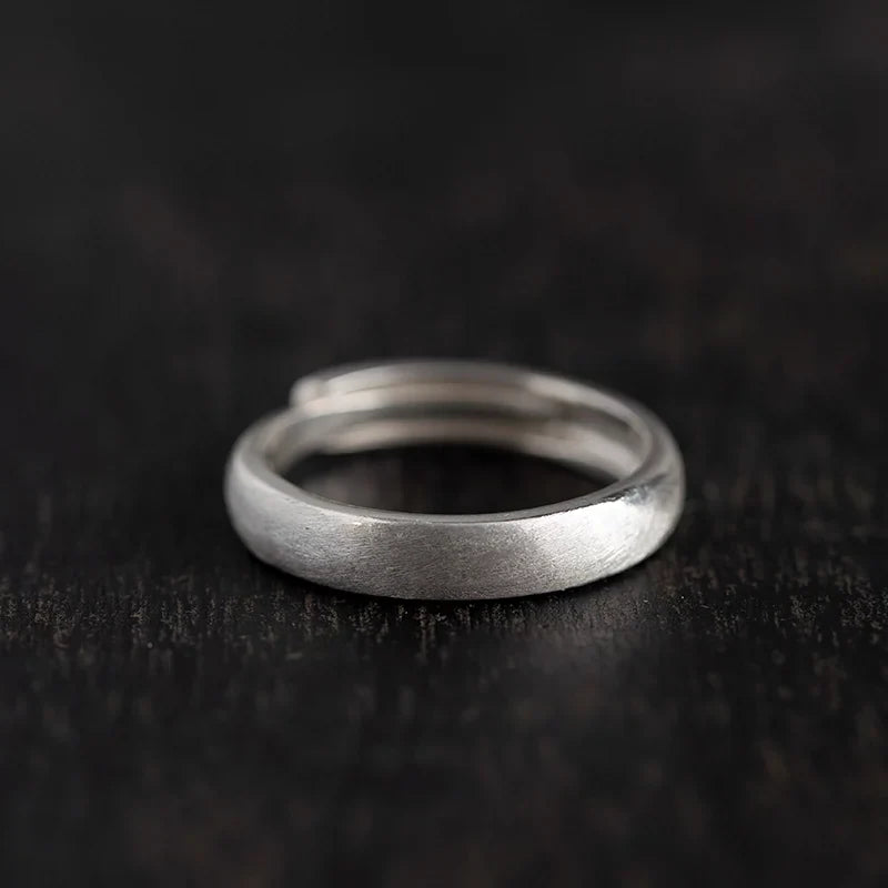 Buddha3bodhi Minimalist Vintage Pure Silver Matte Couple Rings - Adjustable