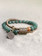 Double-Layer Bodhi Beads& Brass Bracelet Calming Stress-Relief Stack for Women