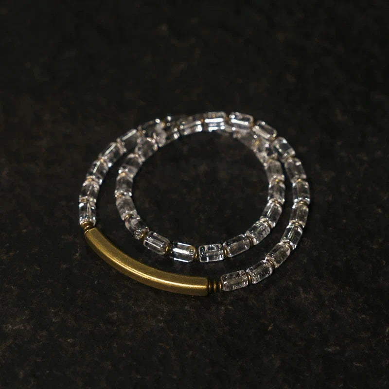 Double-Layer White Quartz Bracelet Layered Crystal Energy Jewelry for Women
