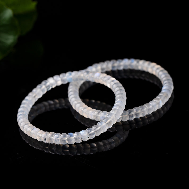 Natural Sri Lankan White Moonstone Straight-Cut Beaded Bracelet - Elegant Gift for Her