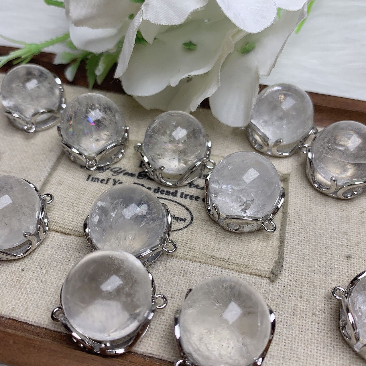Natural Clear Quartz Charm with Silver Setting – DIY Jewelry Making Accessory