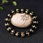 Tibetan Bracelet Obsidian Mani Mantra Bracelet - Luck & Protection