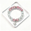 Pink & White Cat Eye Crystal Bracelet with Butterfly Charm – Personalized Handmade Energy Beads