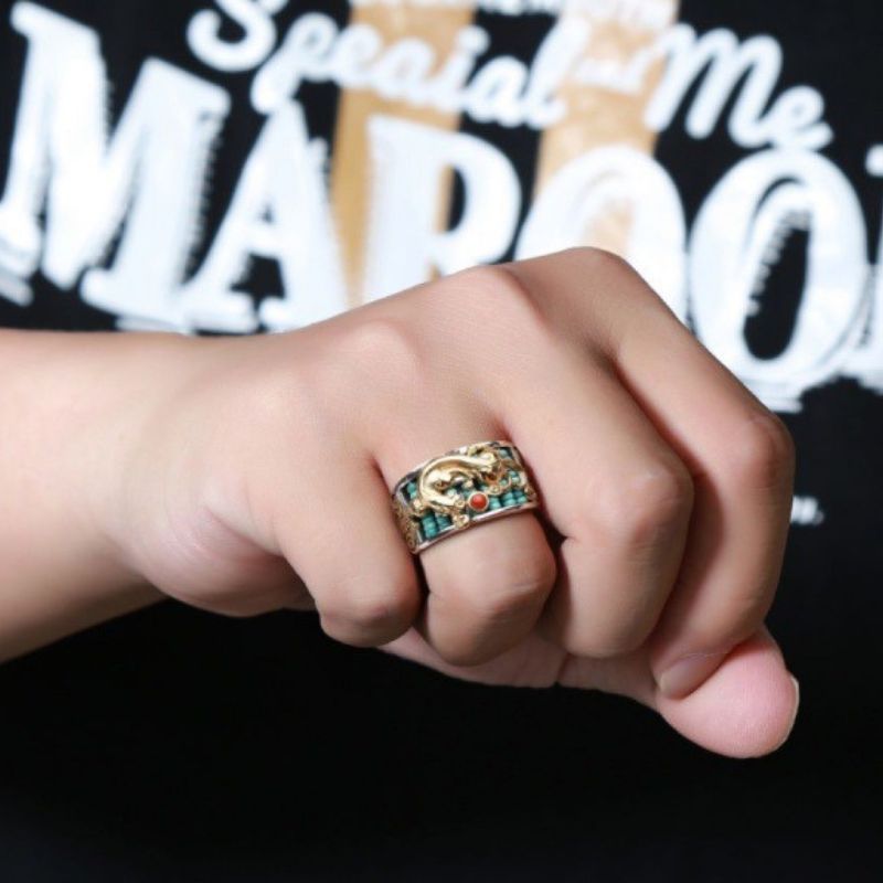 Exclusive: Buddha & Karma Pixiu Abacus Turquoise Ring - Fortune Keeper