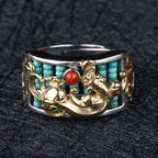 Exclusive: Buddha & Karma Pixiu Abacus Turquoise Ring - Fortune Keeper