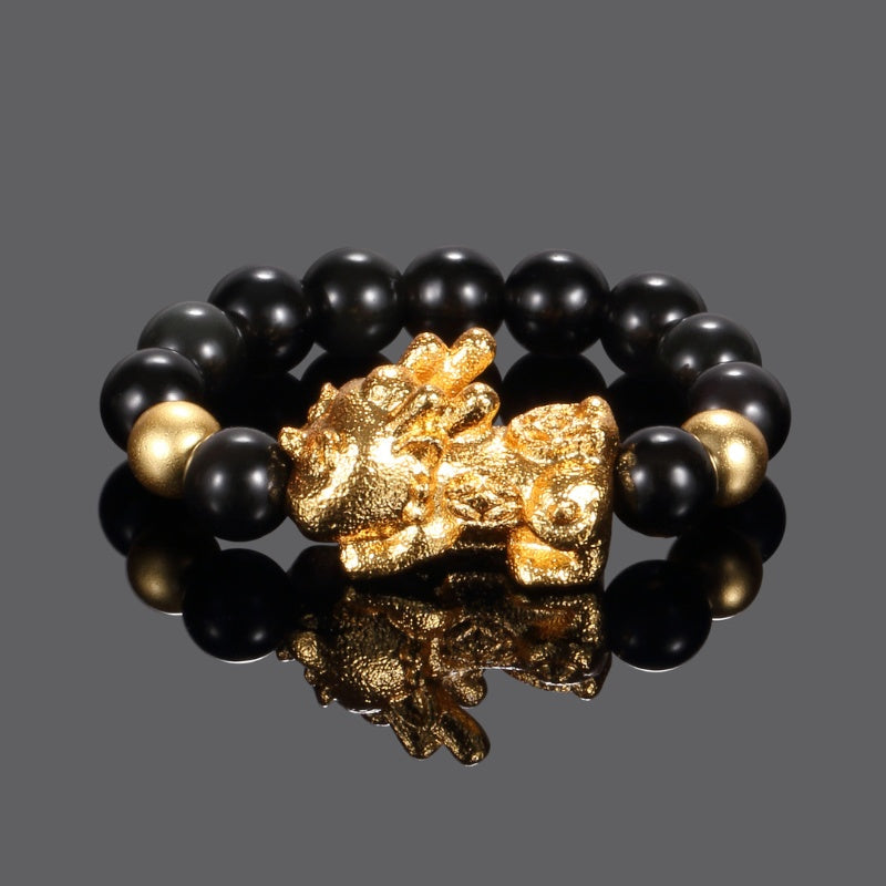 Buddha & Karma Pixiu Black Obsidian Wealth Ring