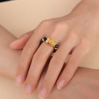 Buddha & Karma Pixiu Black Obsidian Wealth Ring