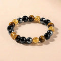 Exclusive: Buddha & Karma Quadruple Protection Bracelet - Tiger’s Eye, Obsidian, Hematite, Citrine