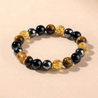 Exclusive: Buddha & Karma Quadruple Protection Bracelet - Tiger’s Eye, Obsidian, Hematite, Citrine